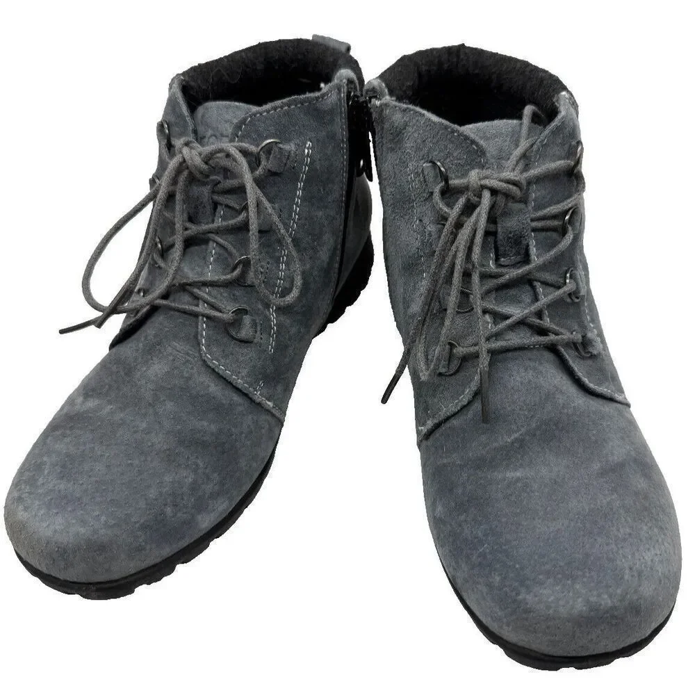 Propet‎ Delaney Grey Suede Boots Shoes Zip up Booties  Womens Size 7